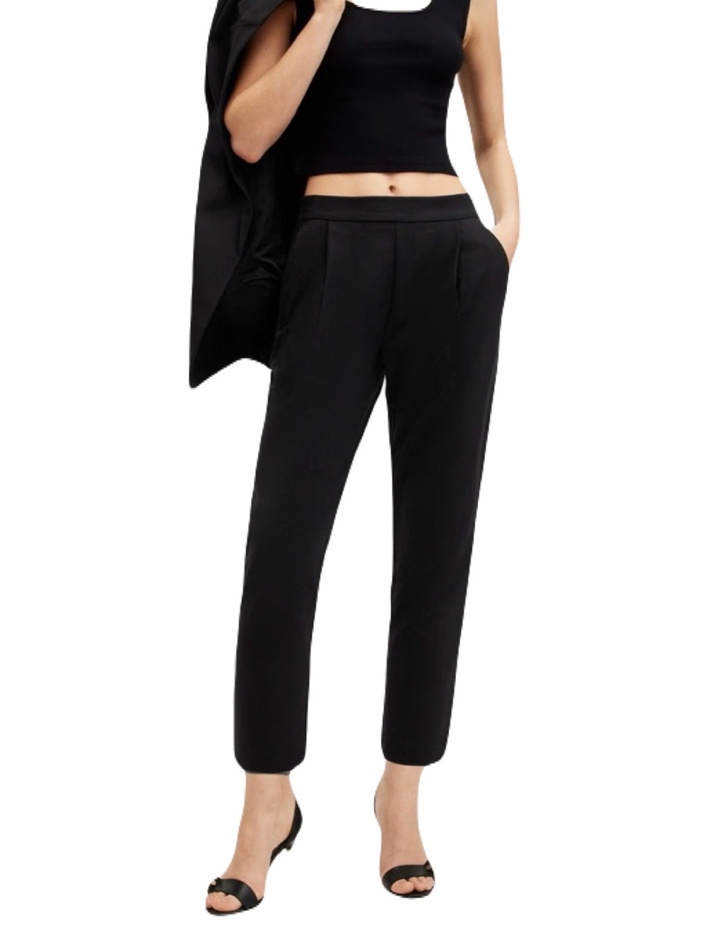 All Saints Aleida Jersey Crop Trouser Pants in Black, Women’s size 4
